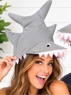 🦈 Plush Shark Party Hat Unisex Funny Costume One Size Fits Most